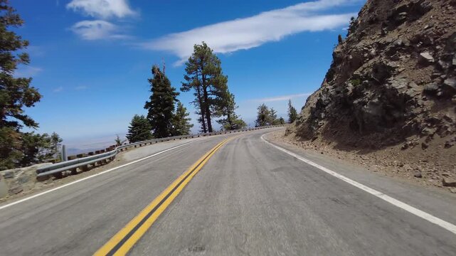 Angeles Crest Highway Summer Eastbound 5 Islip Saddle to Grassy Hollow 18 Front View Driving Plate Angeles National Forest California USA