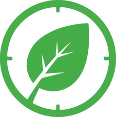 Obraz premium Green leaf inside a green circle with crosshairs nature