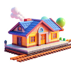 Colorful train station 3 d model