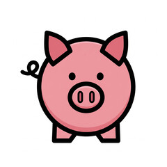 Fototapeta premium A flat vector icon of a pig with a round body and curly tail