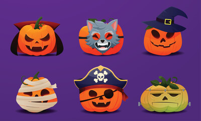 Halloween Jack O’Lanterns with Costumes