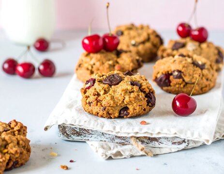 Freshly baked cherry chocolate chip cookies