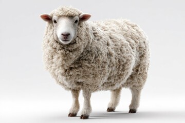 Fluffy white sheep, full body, studio shot