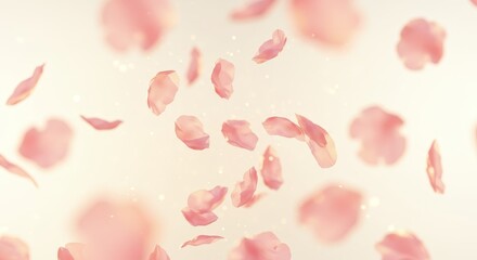 Falling Pink Petals Abstract Soft Romantic Background