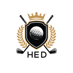 Obraz premium HED Luxury Company logo. HED Golf Club logo design for entrepreneur and business. HED Sports Vector best icon. 