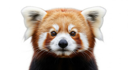 Obraz premium Close-up Portrait of a Cute Red Panda Looking Directly at the Camera on an Isolated transparent background.