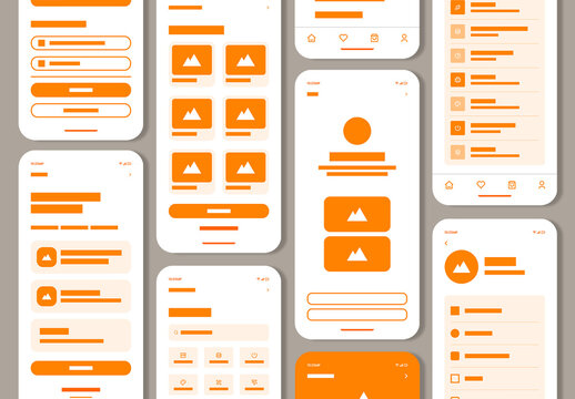 Modern Mobile App Wireframe UI Template with Minimal Screen Layout