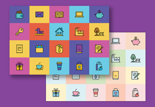 Multipurpose Colorful Icon Set Vector Illustration