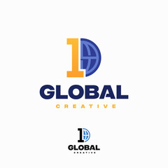 Creative 1 Number Globe Concept Logo Design Template, World Planet Logo designs template