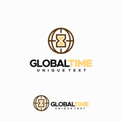 Global time logo vector design. World and timer logo designs template