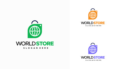 World store logo designs concept vector, Online shop logo designs template