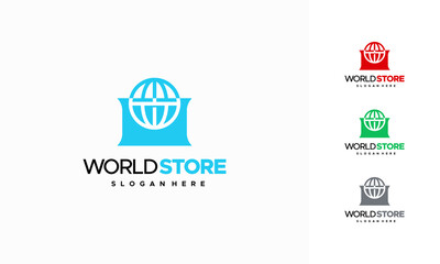 World store logo designs concept vector, Online shop logo designs template