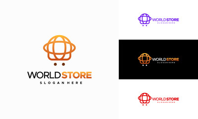 World store logo designs concept vector, Online shop logo designs template