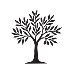 A detailed vector silhouette of a tree with lush leaves, spreading branches, and visible roots symbolizes the vibrant cycle of nature and life's endless growth