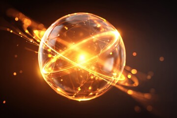 Glowing Orb with Swirling Light Trails