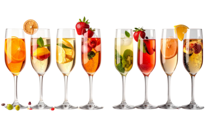 A green champagne bottle and two glasses are ready for a new year celebration