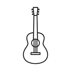 Fototapeta premium A simple acoustic guitar vector illustration shows a musical instrument with black strings on a white background.