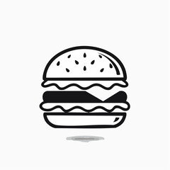 Simple Minimalist Illustration of a Hamburger for Restaurant Menu and Food Related Graphics