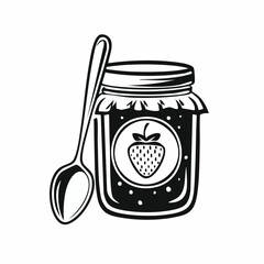 Vintage Strawberry Jam Jar with Spoon Homemade Delight