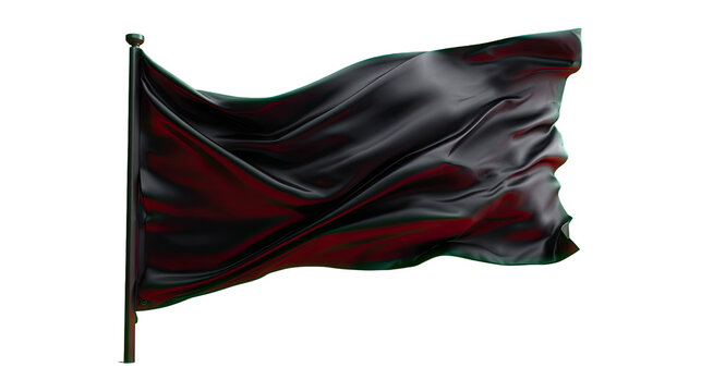 Dark flag billowing in the wind, digitally rendered