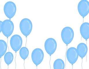 Light blue balloons on a white background