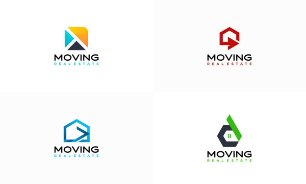 Set of House Mover Logo Template Design Vector, Real Estate logo symbol template