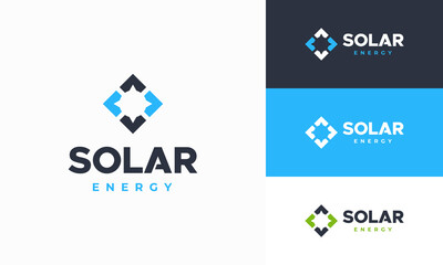 Solar Energy Logo designs concept vector, Solar Energy with roof logo template