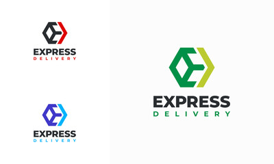 Box Express Delivery logo designs concept vector, Fast Box Delivery logo designs concept vector,