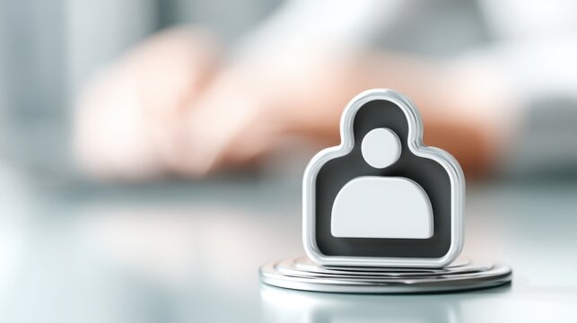 Individual working on a laptop with focused expression and app icon rotating above user avatar creating digital connection