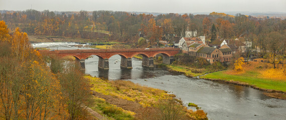 The aerial view of Kuldiga town. Latvia
