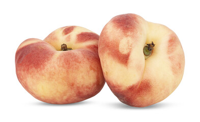 Ripe Chinese flat peach fruit isolated on transparent png