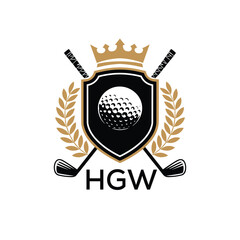 Obraz premium HGW Luxury Company logo. HGW Golf Club logo design for entrepreneur and business. HGW Sports Vector best icon. 