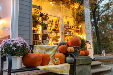 A halloween decorations on the street.