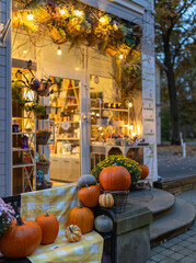 A halloween decorations on the street.