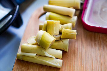 Pile of bamboo shoots prepared for cooking © Warintip