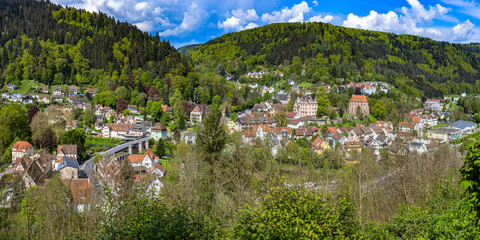 Panoramic view of Calw town, Germany.