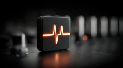 Heartbeat pulse on a black surface representing a cpu icon radiating timeline pulses in a modern tech environment