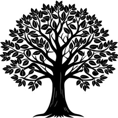 Tree silhouette on white background