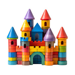 Colorful wooden castle blocks