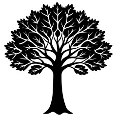 Tree silhouette on white background