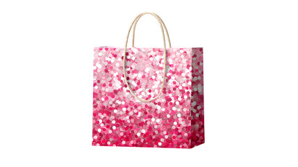 Pink Glitter Gift Bag, isolated on transparent background