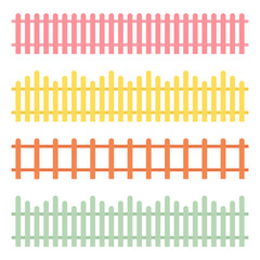 Wooden fence set isolated on white background