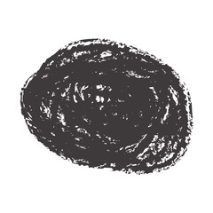 Rough Textured Oval Shape in Dark Charcoal on a Transparent Background.