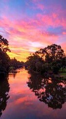 Sunrise over a tranquil river