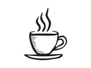 Steaming coffee cup warming early morning