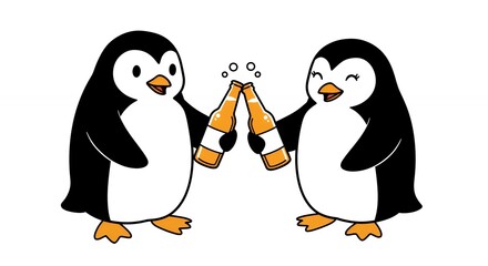 Fototapeta premium Penguins celebrating with bottles