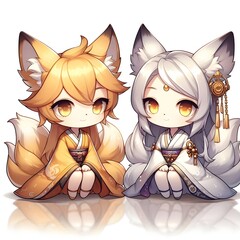 Chibi Fox Spirit Pair