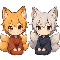 Chibi Fox Spirit Pair