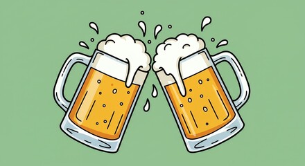 Two beer glasses celebrating
