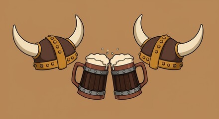 Viking helmets and beer mugs